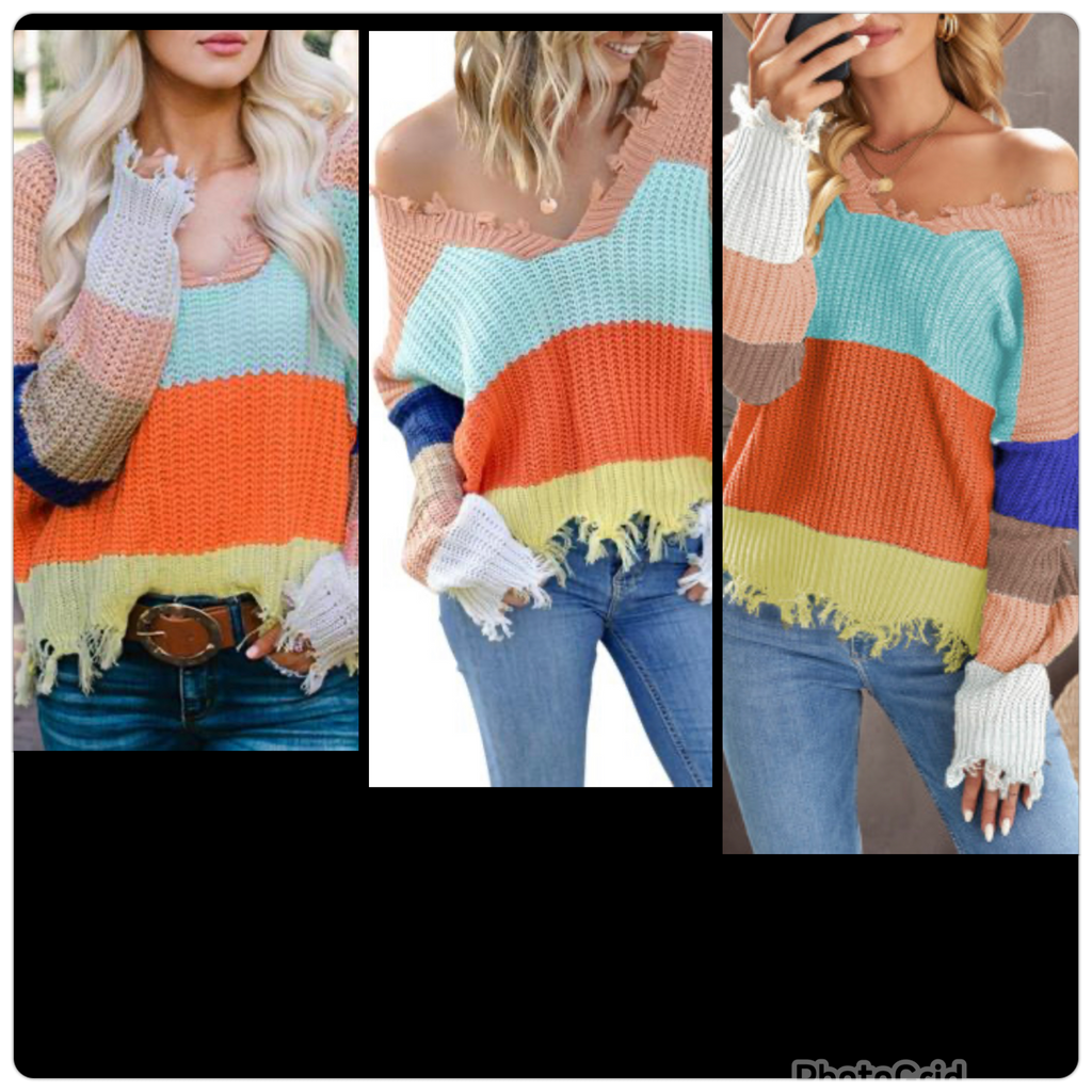 Apricot Distressed Sweater